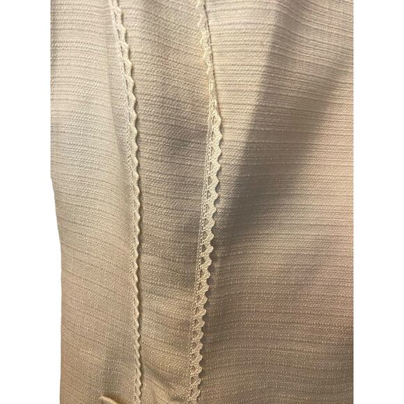 David Meister Sheath Lined Dress Size 8 Beige Embroidery Pockets Sleeveless - Picture 6 of 12